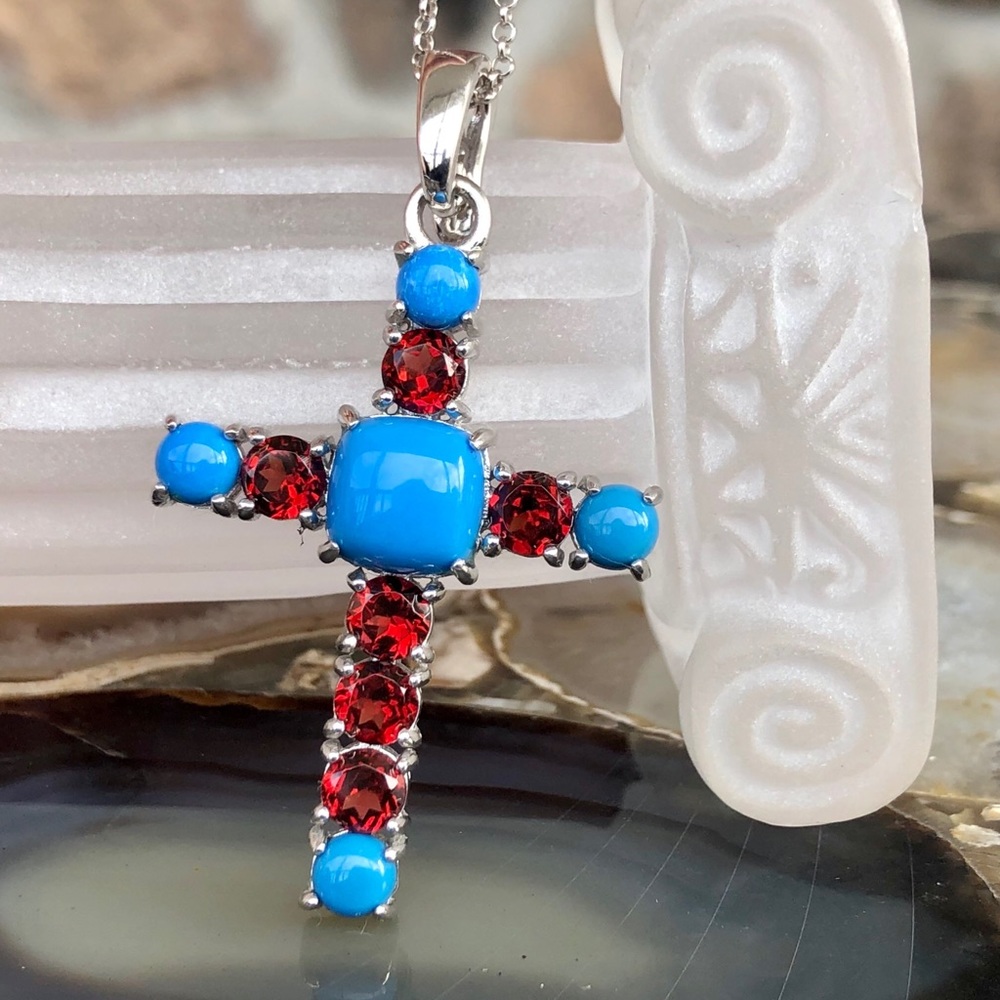 Pangea Mines Ceruleite & Garnet Cross Enhancer